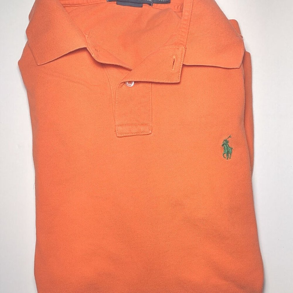 Ralph Lauren Polo Shirt Large Orange Adult Size Large Short Sleeve Shirt